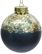 Χριστουγεννιάτικη Μπάλα Blue/Black Mat με Glitter 8cm 53183a
