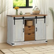 Sideboard HALDEN 2 συρόμενες πόρτες Λευκό 112x40x80 cm - Λευκό