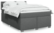 vidaXL Κρεβάτι Boxspring με Στρώμα Σκούρο Γκρι 140x190 εκ. Υφασμάτινο