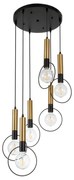 00774 GloboStar®  OLVERO 00774 Μοντέρνο Κρεμαστό Φωτιστικό Ανάρτηση Πολύφωτο 6 x E27 IP20 Μαύρο &amp; Χρυσό Μέταλλο - Μ55 x Π55 x Y130cm