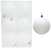 Σετ 6 τεμάχια Χριστουγεννιάτικες Μπάλες Άσπρες με Γκλίτερ 8cm 237545
