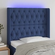 Κεφαλάρι Κρεβατιού LED Μπλε 103x16x118/128 εκ. Υφασμάτινο 3124380