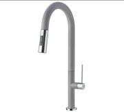 Armando Vicario Tozo 48780 Granite Silverstone Μπαταρία Κουζίνας Με Υψηλό Περιστρεφόμενο Ρουξούνι και Συρόμενο Ντους,