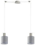 SE21-NM-4-NM2-SH2 ADEPT TUBE Nickel Matt Pendant Grey Fabric Shade+ HOMELIGHTING 77-8424