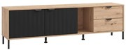 Έπιπλο Τηλεόρασης Vandea 4K2F2V Artisan Oak - Μαύρο Μάτ 183x40x54 εκ.