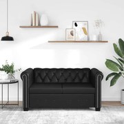 vidaXL Καναπές Διθέσιος Chesterfield Μαύρος από Συνθετικό Δέρμα