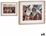 Πίνακας Gift Decor Καφέ Ξύλο Γυαλί Κτίριο 43 x 3 x 53 cm (x6)