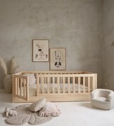 Κρεβάτι Montessori Bambi με Πορτούλα + Κάγκελα  53,5cm σε Φυσικό  Ξύλο  120×200cm  Luletto (Δώρο 10% έκπτωση στο Στρώμα)