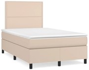 vidaXL Κρεβάτι Boxspring με Στρώμα Καπουτσίνο 120x190εκ.από Συνθ.Δέρμα