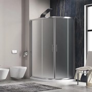 KARAG  FLORA Καμπίνα ασύμμετρη ημικυκλική με σατινέ κρύσταλλο FLORA 650 Χρωμέ KARAG 80x100x190cm KARAG-5206836056418