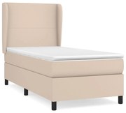 vidaXL Κρεβάτι Boxspring με Στρώμα Καπουτσίνο 90x200εκ.από Συνθ. Δέρμα