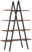 Βιβλιοθήκη Naroki μέταλλο μαύρο - καρυδί 90x30x155 εκ. 90x30x155 εκ.