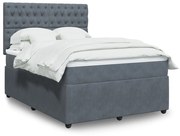 Κρεβάτι Boxspring με Στρώμα Σκούρο Γκρι 160x200 εκ. Βελούδινο - Γκρι