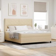 Κρεβάτι Box Spring με Στρώμα - Κρεμ 180x200 εκ. Υφάσματος
