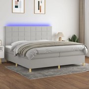 Κρεβάτι Boxspring με Στρώμα & LED Αν.Γκρι 200x200εκ. Υφασμάτινο