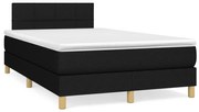 vidaXL Κρεβάτι Boxspring με Στρώμα &amp; LED Μαύρο 120x190 εκ. Υφασμάτινο