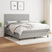 Κρεβάτι Boxspring με Στρώμα Αν. Πράσινο 160x200εκ Υφασμάτινο - Γκρι