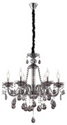 Artekko Chandelier Πολυέλαιος 6φωτος Ανθρακί Κρύσταλλο (60x60x70)cm