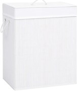 vidaXL Καλάθι Άπλυτων με 2 Τμήματα Λευκό 100 Λίτρα από Μπαμπού