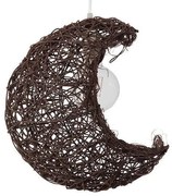 Κρεμαστό Φωτιστικό Οροφής Φεγγάρι Rattan μπεζ ή καφέ GloboStar-1330-Σκ. καφέ 01330