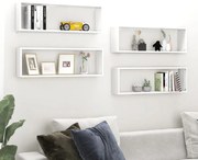 Ράφια Κύβοι Τοίχου 4 τεμ. Λευκά 80 x 15 x 26,5 εκ. Επεξ. Ξύλο