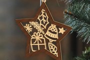Σετ των 3 Intra απο ξύλο plywood 3mm-4mm πάχος Χριστουγεννιάτικο στολίδι αστεριών, πολλαπλών στρώσεων Δίασταση 4x4 cm INTRAFABR-85560427