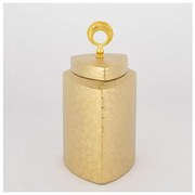 Βάζο Με Καπάκι Κεραμικό Χρυσό 14.5x14.5x28cm 752-20114 Estheti-752-20114-Χρυσό 752-20114