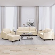 vidaXL Πολυθρόνες Σετ 4 Τεμαχίων Κρεμ από Ύφασμα με Μαξιλάρια