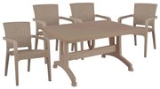 Σετ Κήπου Τραπεζαρία HM10580.02 5 τεμ Καπουτσίνο Rattan Πολυπροπυλενίου με Τραπέζι 120x70x73.5 εκ. &amp; 4 Καρέκλες