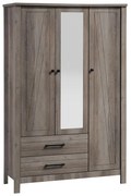 Ντουλάπα ρούχων Tara τρίφυλλη καθρέπτης rustic oak 121x52x193εκ