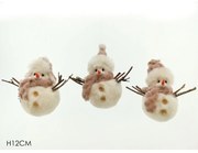 Στολίδι Κρεμαστό Πουλί Με Καπέλο Και Κασκόλ Λευκό/Ροζ Λούτρινο 12cm Σε 3 Σχέδια