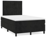 Κρεβάτι Boxspring με Στρώμα &amp; LED Μαύρο 120x190 εκ. Βελούδινο