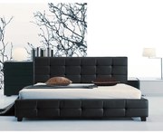 WOODWELL Ε8087FIDEL Κρεβάτι Διπλό, για Στρώμα 150x200cm, PU Μαύρο 158x215x107cm Ε8087