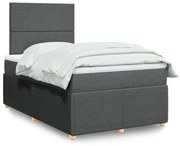 Κρεβάτι Boxspring με Στρώμα Σκούρο Γκρι 120x200 εκ. Υφασμάτινο