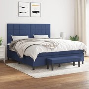 vidaXL Κρεβάτι Boxspring με Στρώμα Μπλε 180x200 εκ. Υφασμάτινο