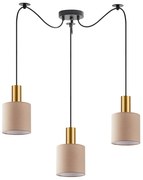 SE21-GM-4-BL3-SH3 ADEPT TUBE Gold Matt Pendant Brown Fabric Shade+