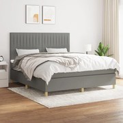 Κρεβάτι Boxspring με Στρώμα Σκούρο Γκρι 160x200 εκ Υφασμάτινο - Γκρι