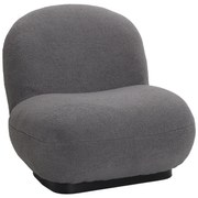 Πολυθρόνα Rosalie μπουκλέ ύφασμα σε ανθρακί απόχρωση με μαύρη βάση 85x82x77εκ