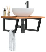 Ράφι Νιπτήρα Τοίχου από Ατσάλι / Μασίφ Ξύλο Οξιάς