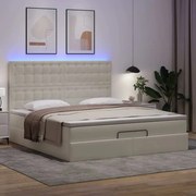 Οθωμανικό κρεβάτι με στρώμα &amp; LEDs Λευκό 180x200cm Faux Leather 3313866