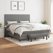 vidaXL Κρεβάτι Boxspring με Στρώμα Σκούρο Γκρι 180x200 εκ Υφασμάτιν