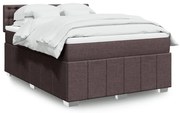 Κρεβάτι Boxspring με Στρώμα Σκούρο Καφέ 140x200 εκ Υφασμάτινο - Καφέ