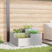 vidaXL Γλάστρα Κήπου Ασημί 80 x 80 x 48 εκ. Ανοξείδωτο ατσάλι