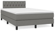 Κρεβάτι Boxspring με Στρώμα Σκούρο Γκρι 120x190 εκ Υφασμάτινο - Γκρι