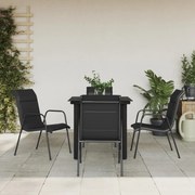 vidaXL Σετ Τραπεζαρίας Κήπου 5 Τεμαχίων Μαύρο Ατσάλι & Textilene