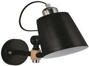 Φωτιστικό Τοίχου - Απλίκα YQ-4003 SAM BLACK METAL-WOOD WALL LAMP 1Z2 - 21W - 50W - 77-4497