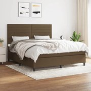 vidaXL Κρεβάτι Boxspring με Στρώμα Σκούρο Καφέ 160x200 εκ Υφασμάτινο