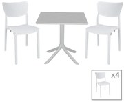 Τραπεζαρία Groovy-Ignite pakoworld σετ 5τεμ PP λευκό 80x80x74,5εκ. 253-000107