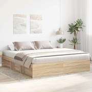 vidaXL Πλαίσιο Κρεβατιού Sonoma Δρυς 180 x 200 εκ. Super King