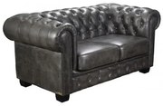 CHESTERFIELD 689 2-θέσιος Kαναπές Δέρμα Antique Grey 160x92x72cm Ε9574,22